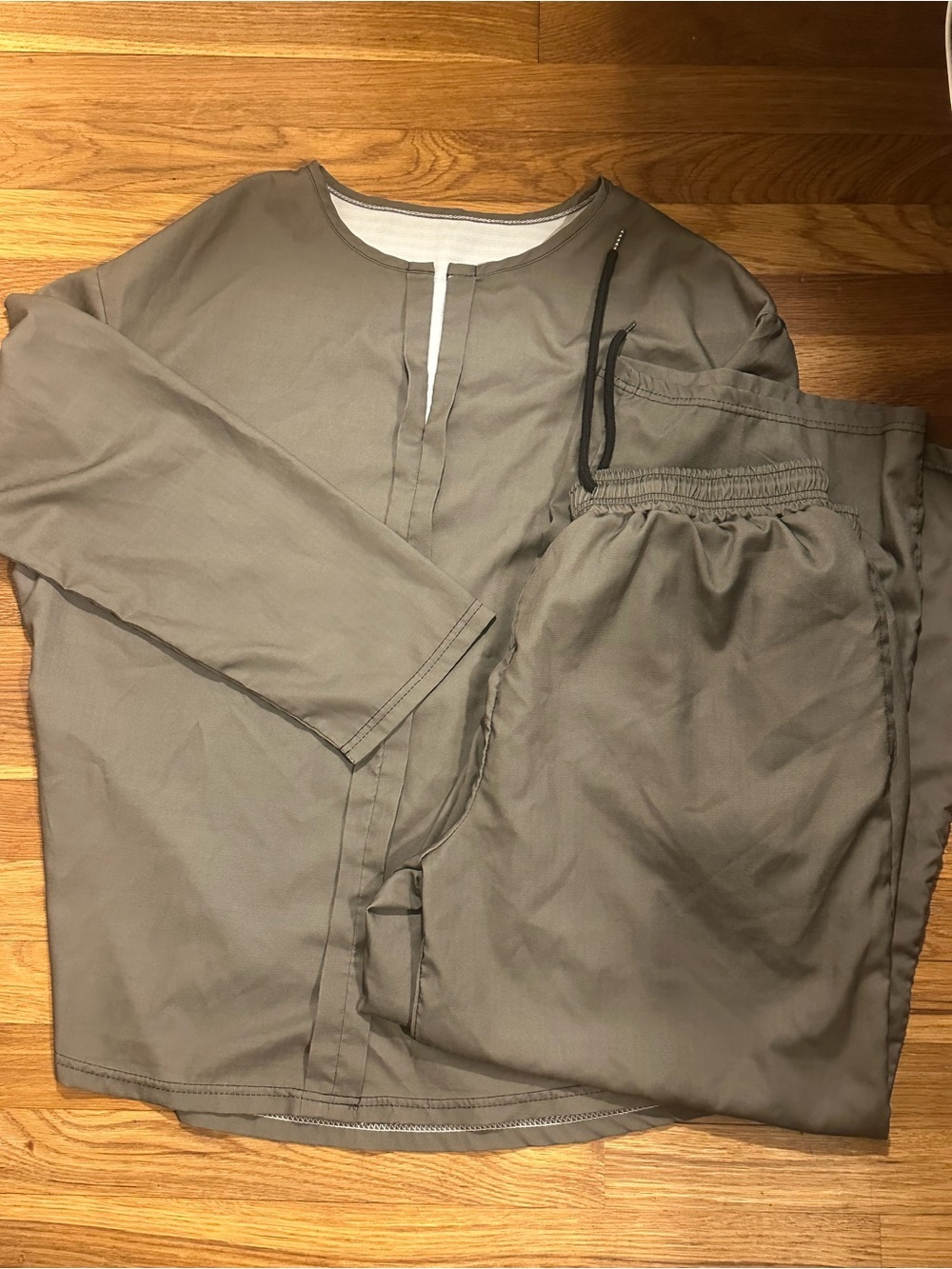 Neutral Olive Lounge Set - Top & Drawstring Pants